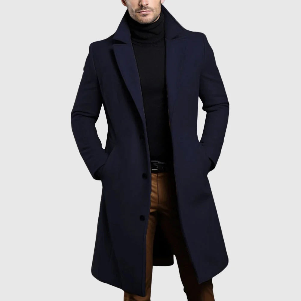 Men's Wool Long Coat with Lapel Collar 3
