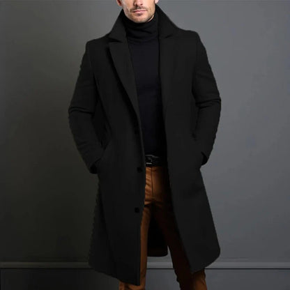 Men's Wool Overcoat Tailored Longline Winter Coat 0