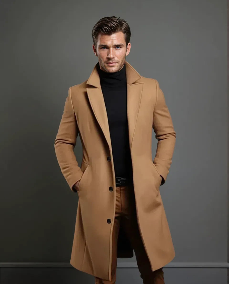 Men's Wool Overcoat Tailored Longline Winter Coat 4