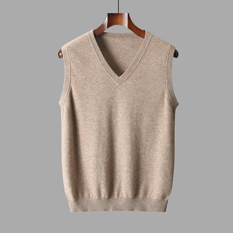 Men's Wool V Neck Sweater Vest | Classic Knitted Layering Piece 0