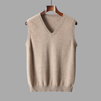 Men's Wool V Neck Sweater Vest | Classic Knitted Layering Piece 0
