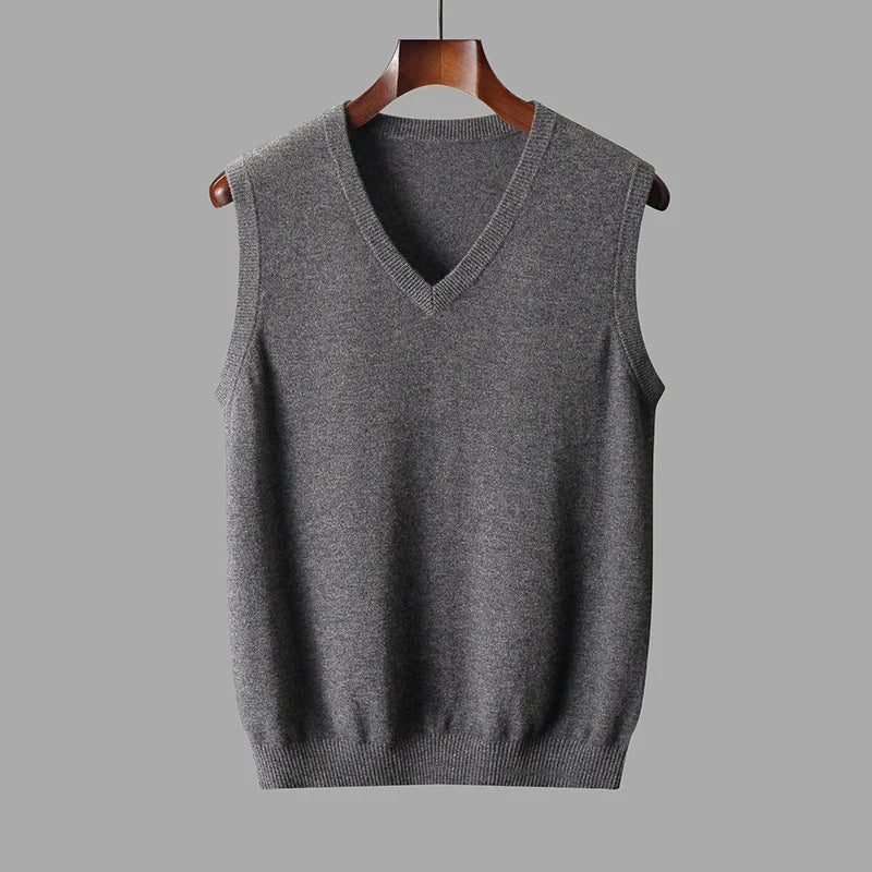 Men's Wool V Neck Sweater Vest | Classic Knitted Layering Piece 1