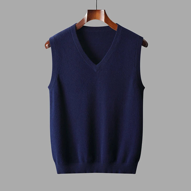 Men's Wool V Neck Sweater Vest | Classic Knitted Layering Piece 4