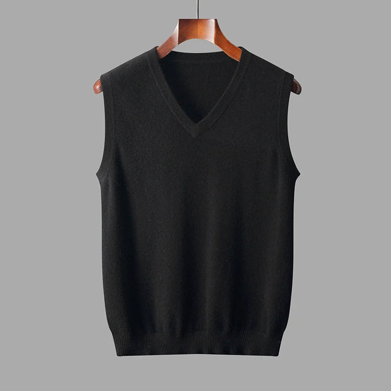 Men's Wool V Neck Sweater Vest | Classic Knitted Layering Piece 5