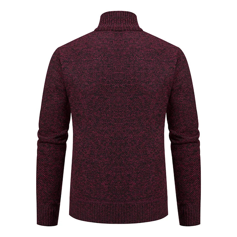 Men's Zip Cardigan | Textured Knit Layer with Stand Collar 6