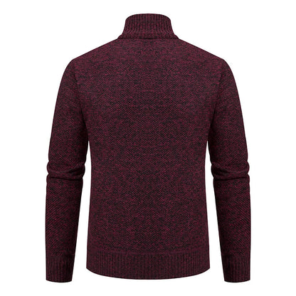 Men's Zip Cardigan | Textured Knit Layer with Stand Collar 6