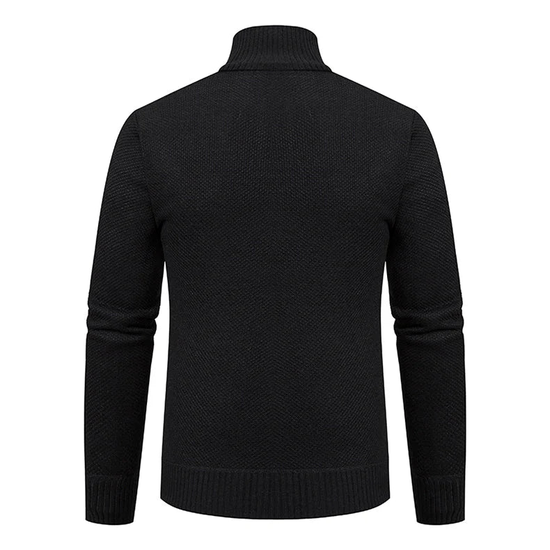 Men's Zip Cardigan | Textured Knit Layer with Stand Collar 7