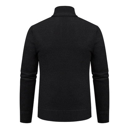 Men's Zip Cardigan | Textured Knit Layer with Stand Collar 7