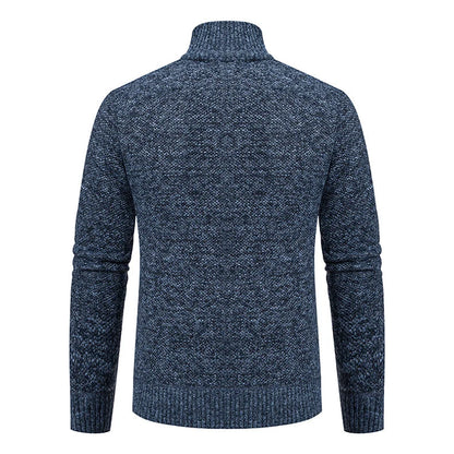 Men's Zip Cardigan | Textured Knit Layer with Stand Collar 8