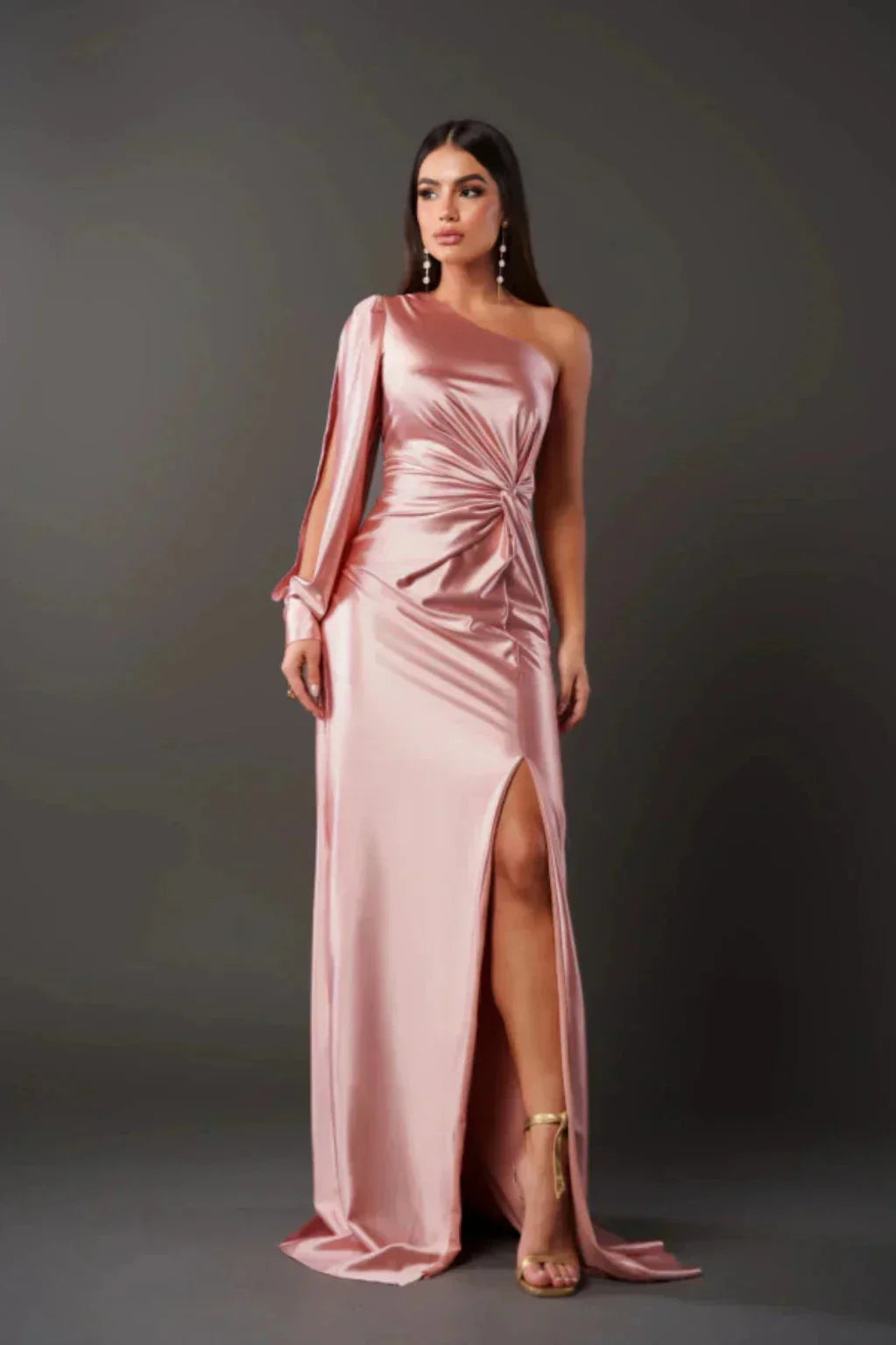 One Shoulder Satin Maxi Dress | Evening Gown for Formal Events 2