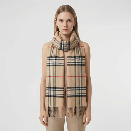 Plaidora | Classic Plaid Fringe Winter Scarf Camel 0