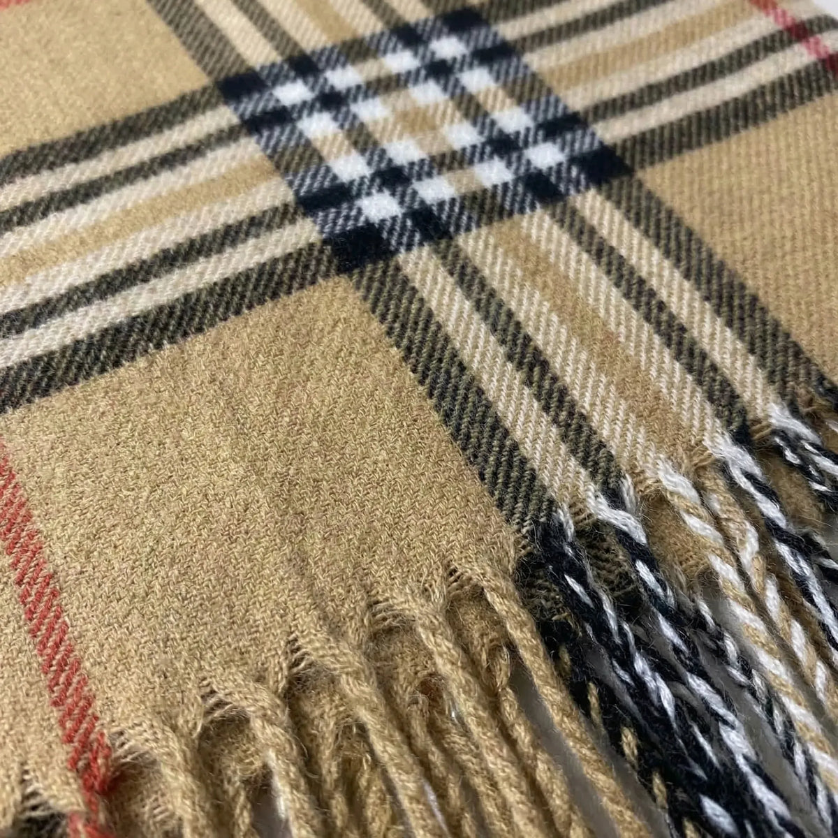 Plaidora | Classic Plaid Fringe Winter Scarf Camel 3