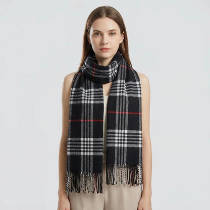 Plaidora | Classic Plaid Fringe Winter Scarf Camel 4