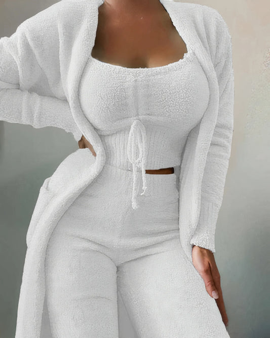 Plush Fleece Loungewear Set | Women's Cropped Top & Trousers 0