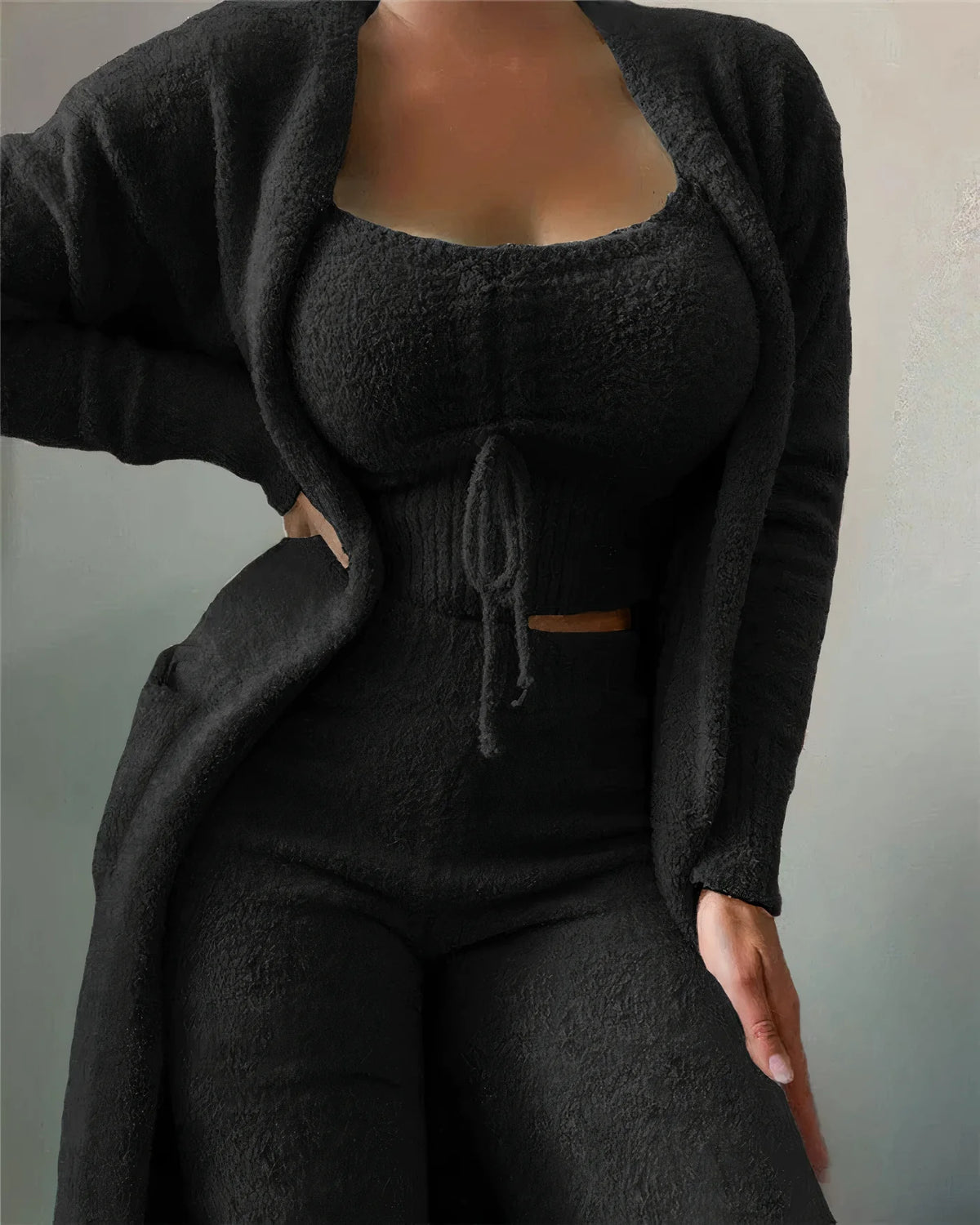 Plush Fleece Loungewear Set | Women's Cropped Top & Trousers 1
