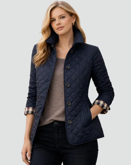 Quilted Mid-Season Jacket Women Lightweight Button Front Coat 4