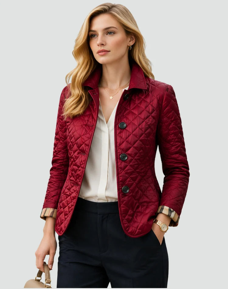 Quilted Mid-Season Jacket Women Lightweight Button Front Coat 5