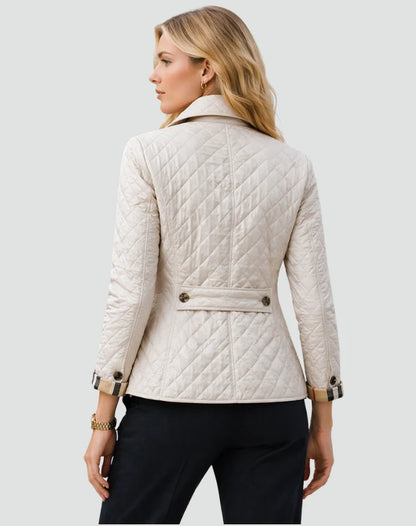 Quilted Mid-Season Jacket Women Lightweight Button Front Coat 7