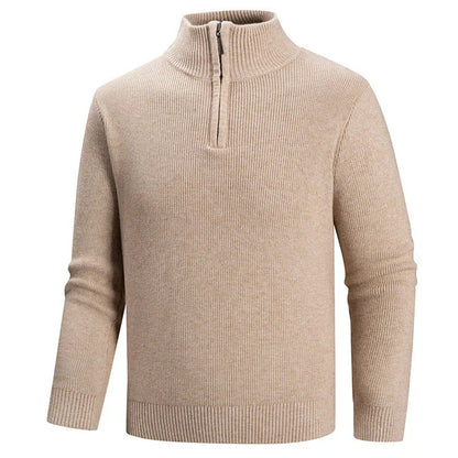 Ribbed Knit Zip-Up Collar Sweater | Men's Slim Fit Pullover 5