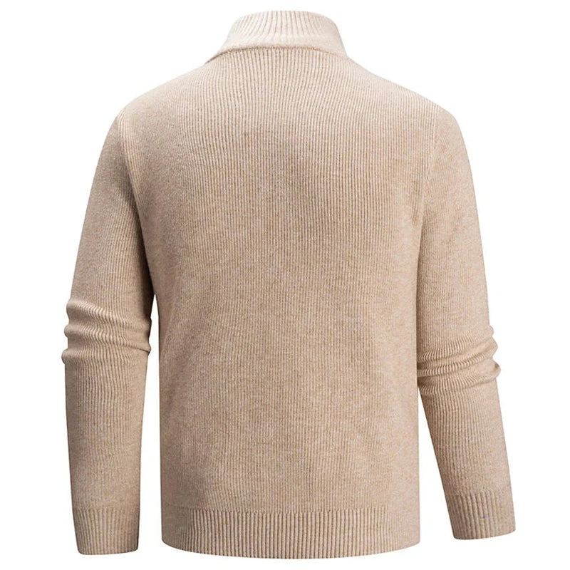 Ribbed Knit Zip-Up Collar Sweater | Men's Slim Fit Pullover 6