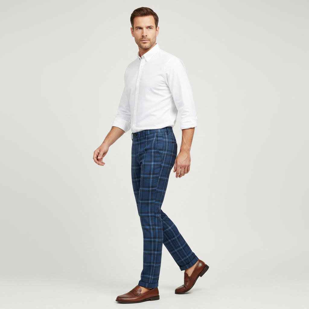 Sasha Checked Chinos | Men's Trousers for Casual Style