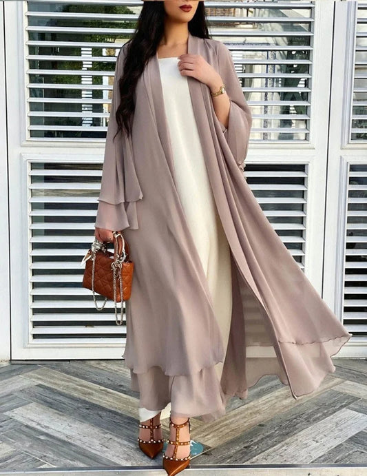 Sheer Chiffon Open Front Long Cardigan for Women 0