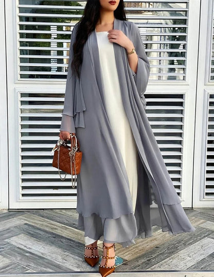 Sheer Chiffon Open Front Long Cardigan for Women 2