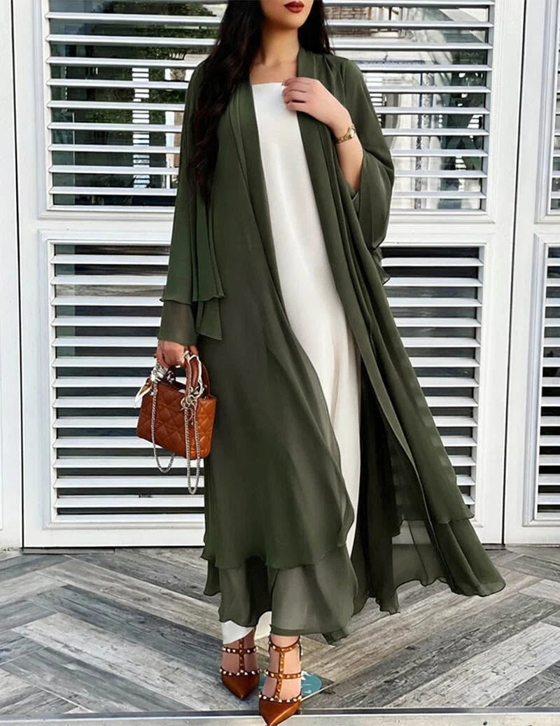 Sheer Chiffon Open Front Long Cardigan for Women 4