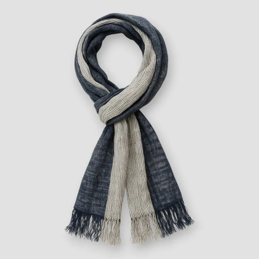 Two Tone Fringe Scarf | Lightweight Cotton-Linen Blend 0