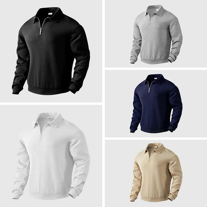 Urban Polo Sweater | Men's Long Sleeve Zipper Collar 5