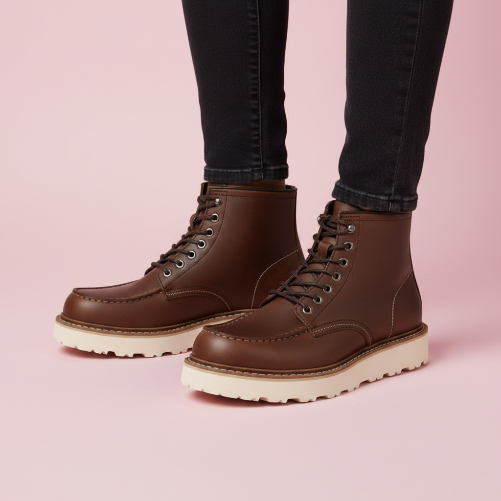 Black Lace-Up Ankle Boots | Durable Leather Footwear