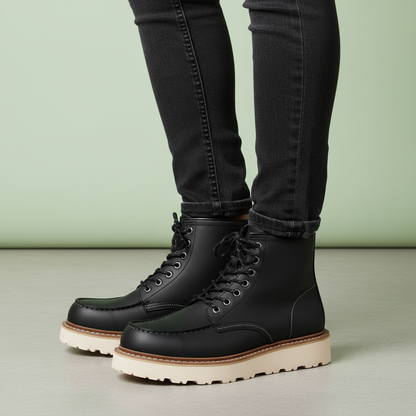 Black Lace-Up Ankle Boots | Durable Leather Footwear