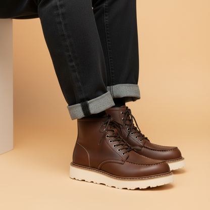 Black Lace-Up Ankle Boots | Durable Leather Footwear