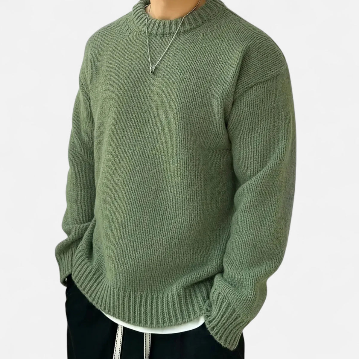 Men's Solid Crew Neck Pullover 0