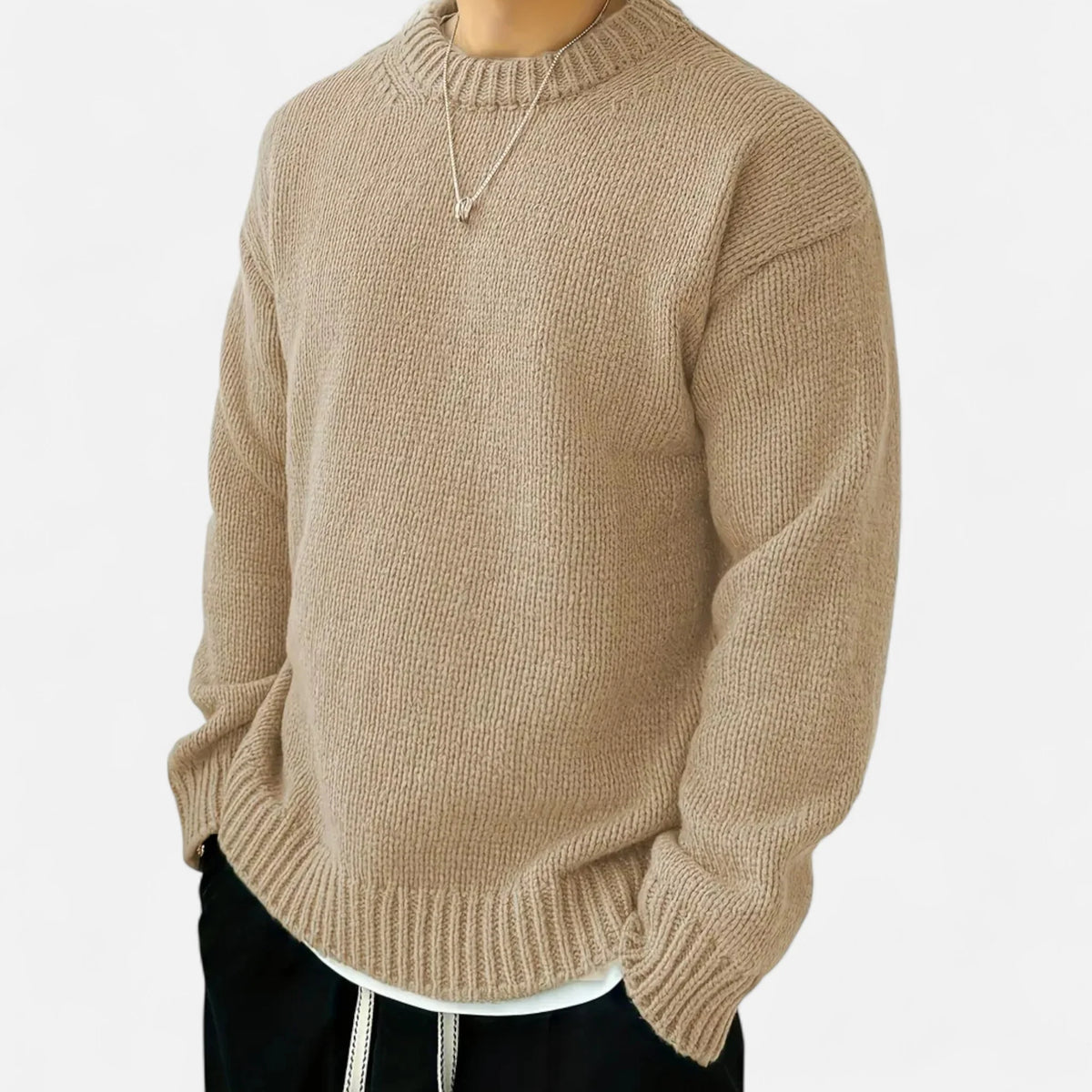 Men's Solid Crew Neck Pullover 4