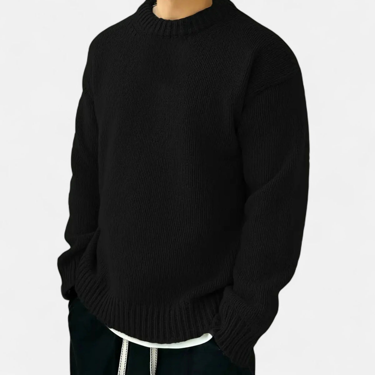 Men's Solid Crew Neck Pullover 5