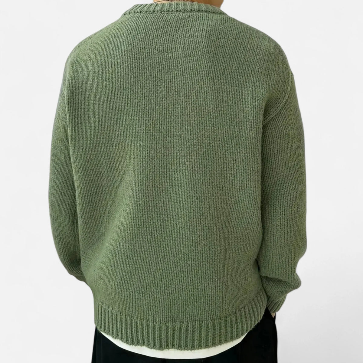 Men's Solid Crew Neck Pullover 7
