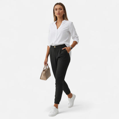 Valmonti | Women High-Waist Slim-Fit Trousers 1