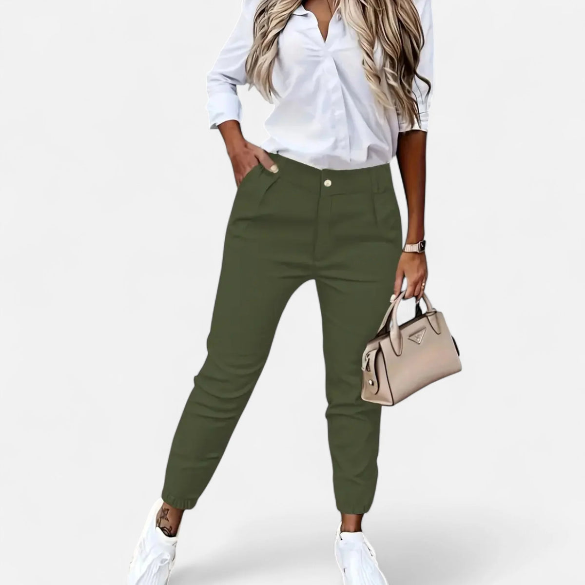 Valmonti | Women High-Waist Slim-Fit Trousers 4