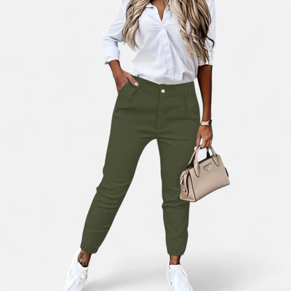 Valmonti | Women High-Waist Slim-Fit Trousers 4