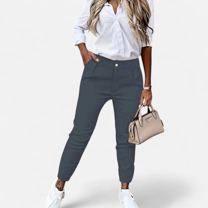 Valmonti | Women High-Waist Slim-Fit Trousers 5