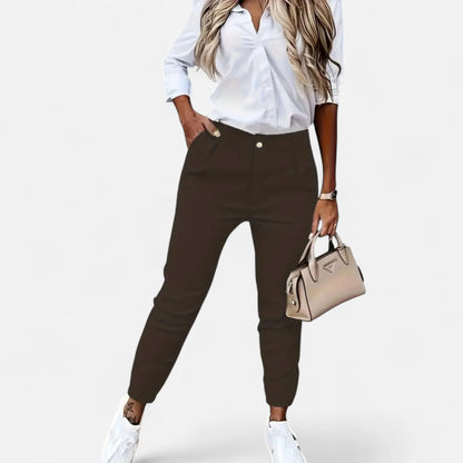 Valmonti | Women High-Waist Slim-Fit Trousers 6