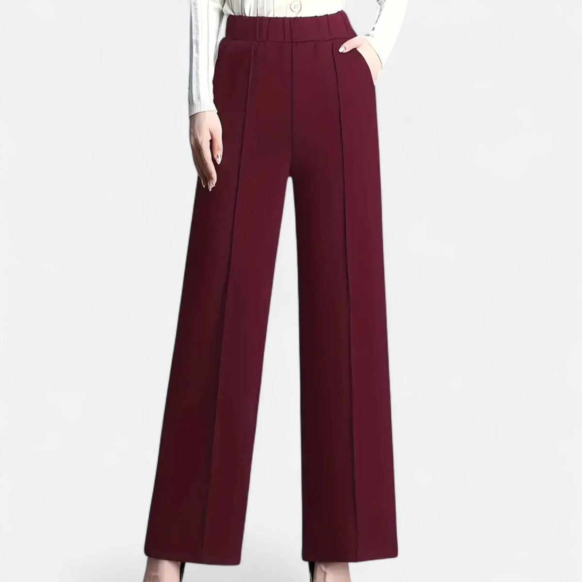 Valmonti | Women High-Waist Wide-Leg Trousers Brown 0