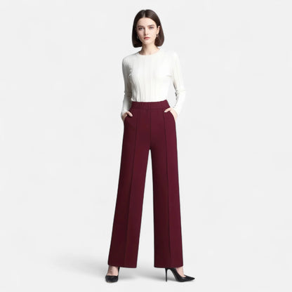 Valmonti | Women High-Waist Wide-Leg Trousers Brown 1