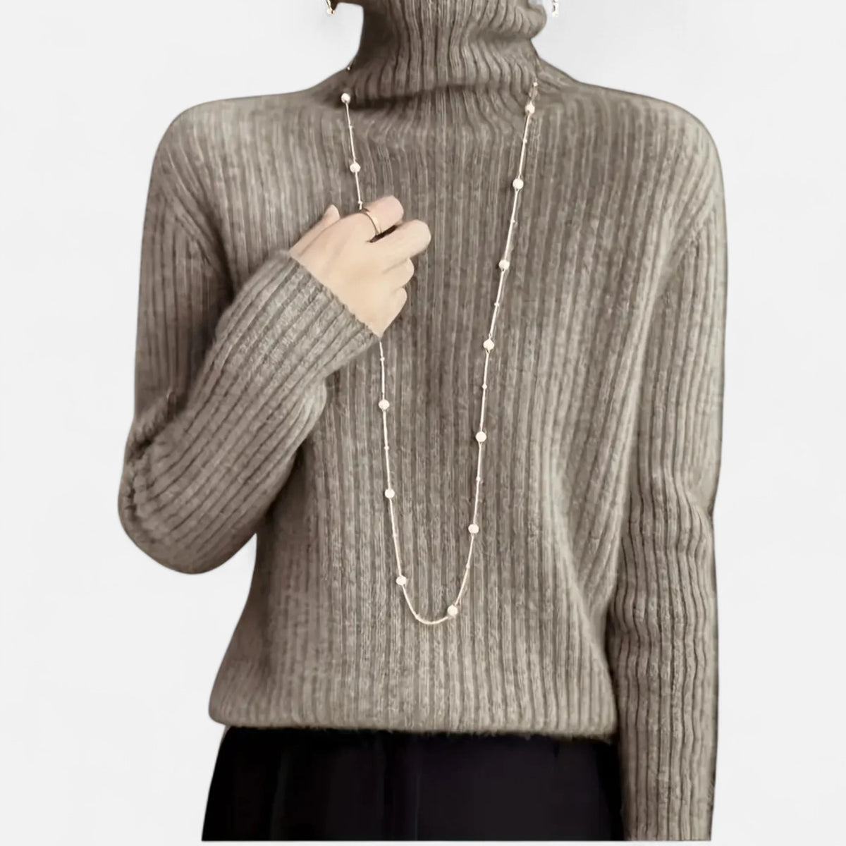 Valmonti | Women Thick Ribbed Turtleneck Sweater 1