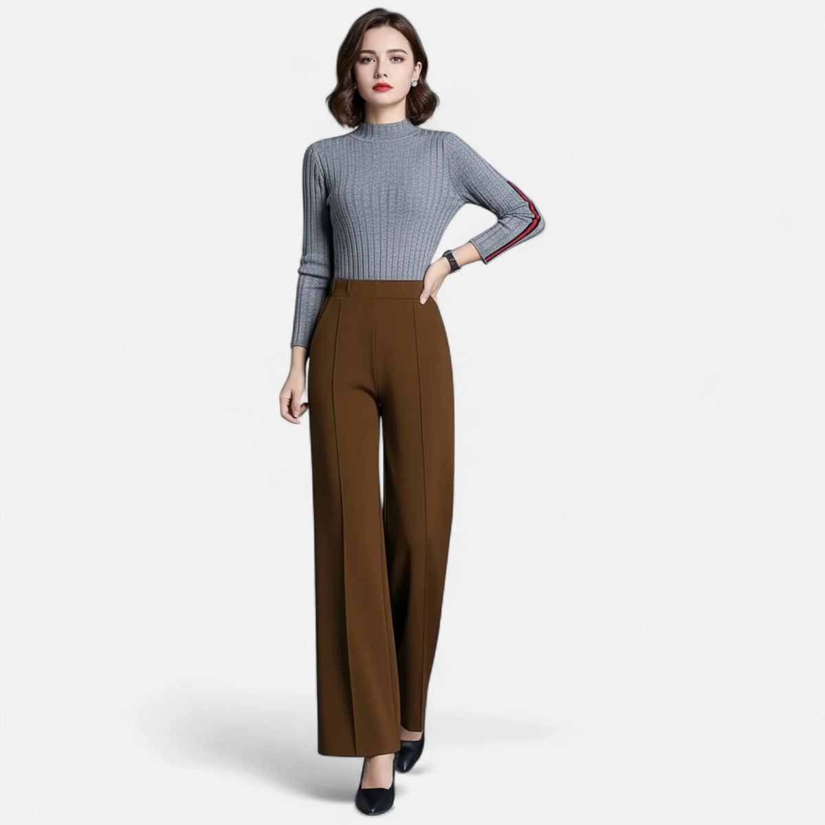 Valmonti | Women’s High-Waist Straight-Leg Trousers 1
