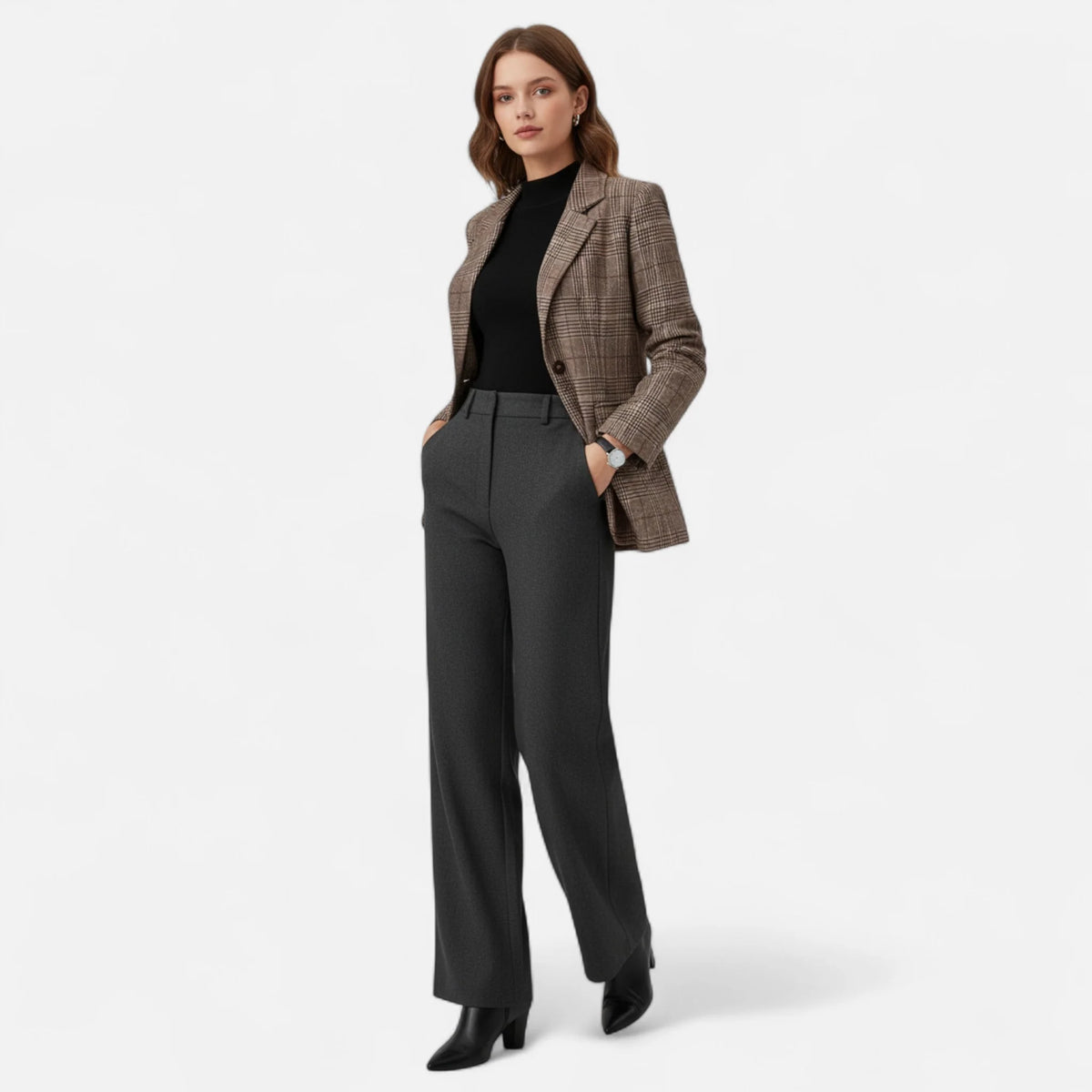 Valmonti | Women’s Plaid Single-Breasted Blazer 1