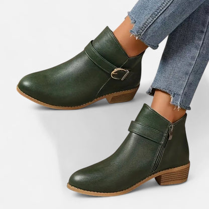 Valmonti | Women’s Pointed-Toe Ankle Boot with Buckle 3