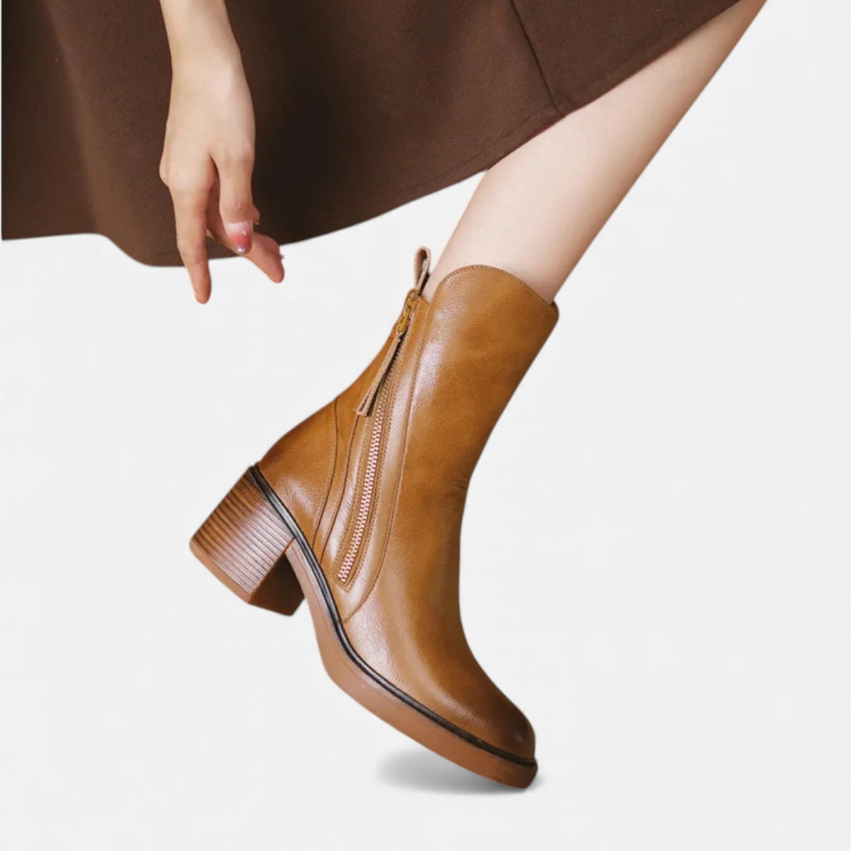 Women’s Brown Leather Ankle Boots 8