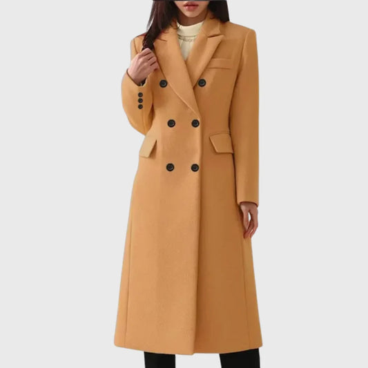 Women's Double-Breasted Wool Coat | Tailored Long Winter Coat 0